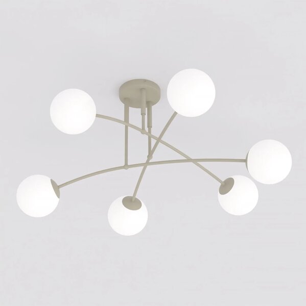 Plafoniera da soffitto PREGOS 6 in acciaio 6xE14 - Mokka