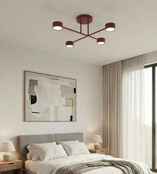 Plafoniera da soffitto HALO 4 in acciaio 4xGX53 - Mokka o Burgundy