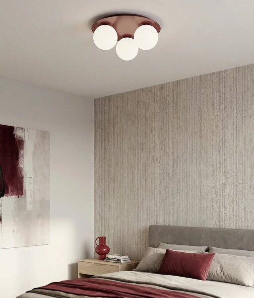 Plafoniera da soffitto SOLAR 3 3xE14 in Acciaio - Mokka o Burgundy