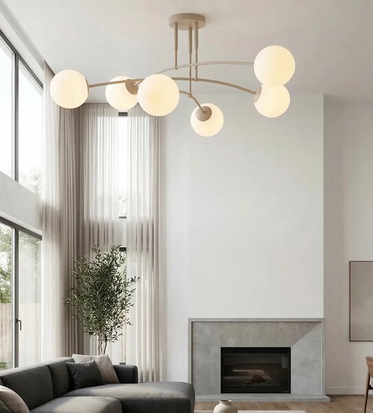 Plafoniera da soffitto PREGOS 6 in acciaio 6xE14 - Mokka