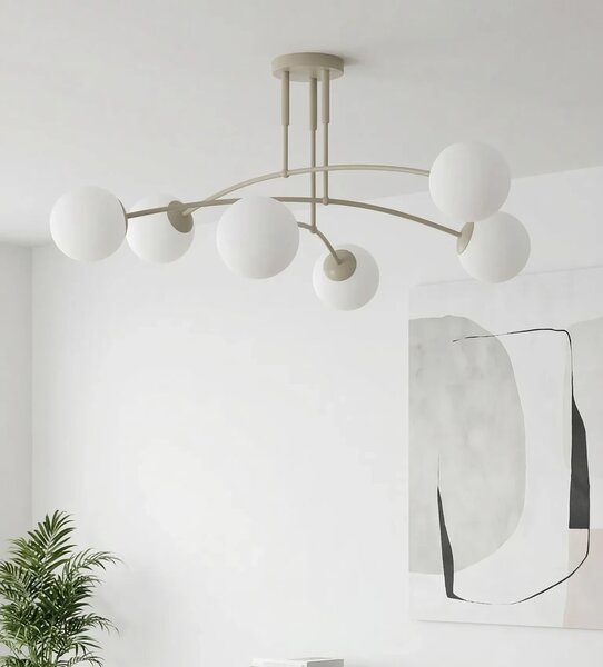 Plafoniera da soffitto PREGOS 6 in acciaio 6xE14 - Mokka