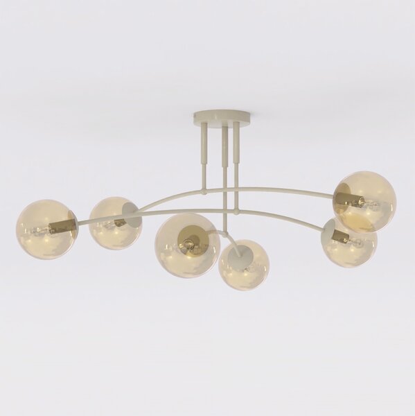 Plafoniera da soffitto PREGOS 6 in acciaio 6xE14 - Mokka