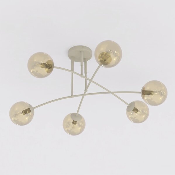 Plafoniera da soffitto PREGOS 6 in acciaio 6xE14 - Mokka