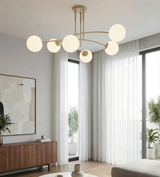 Plafoniera da soffitto PREGOS 6 in acciaio 6xE14 - Mokka