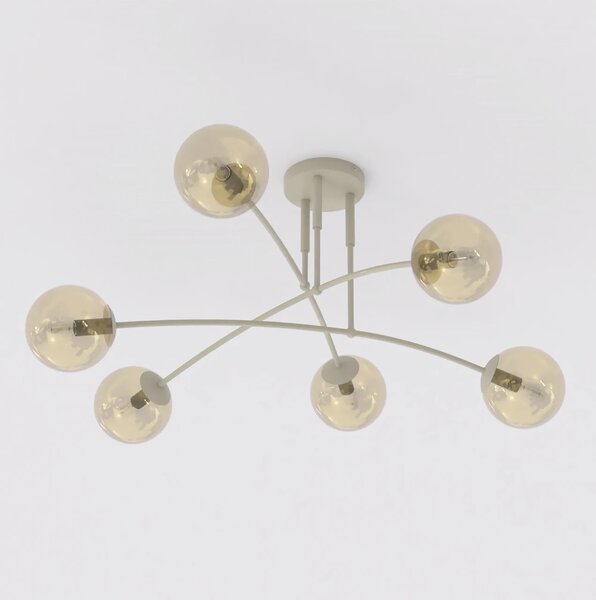 Plafoniera da soffitto PREGOS 6 in acciaio 6xE14 - Mokka