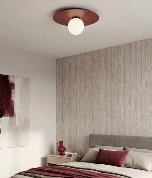 Plafoniera da soffitto SOLAR 1 E14 in Acciaio - Mokka o Burgundy