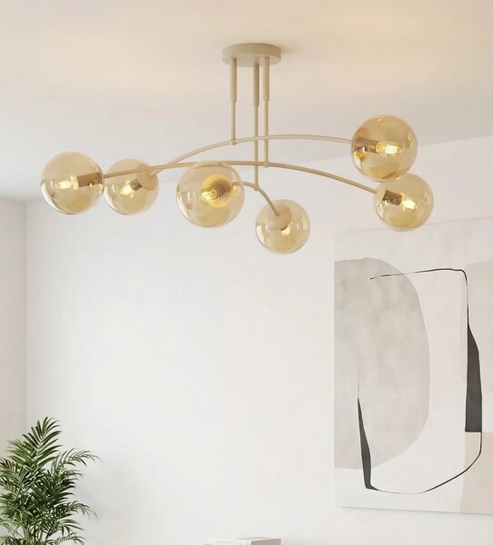 Plafoniera da soffitto PREGOS 6 in acciaio 6xE14 - Mokka