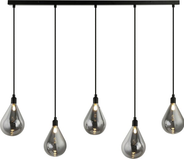 HOME DELUXE lampada a sospensione in vetro CELIA grigio fumo - 5 luci | luce a sospensione, luce in vetro, luce a goccia