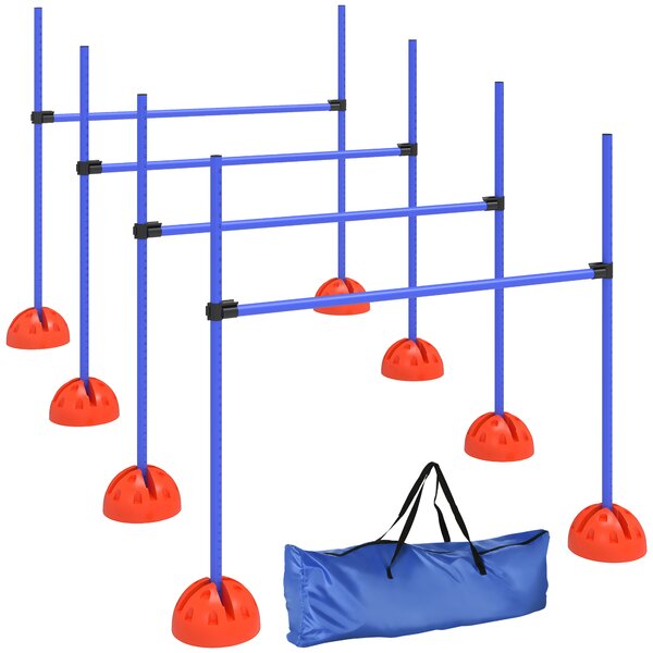 PawHut Set Agility per cani con 4 ostacoli e borsa da trasporto per allenamento salti, 124x19,5x103 cm, Blu | Aosom Italy