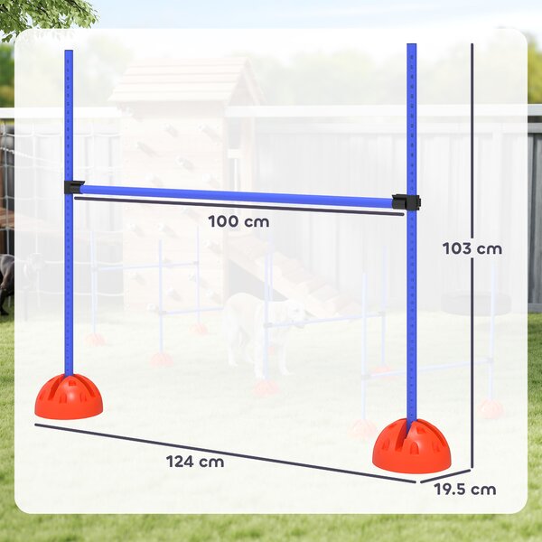 PawHut Set Agility per cani con 4 ostacoli e borsa da trasporto per allenamento salti, 124x19,5x103 cm, Blu | Aosom Italy