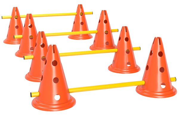 PawHut Agilità per Cani con 8 Coni 8 e Barre, per Ostacolo Allenamento di Coordinazione, 80x22.5X30 cm, Arancione | Aosom Italy