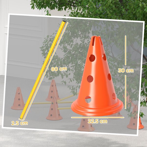 PawHut Agilità per Cani con 8 Coni 8 e Barre, per Ostacolo Allenamento di Coordinazione, 80x22.5X30 cm, Arancione | Aosom Italy