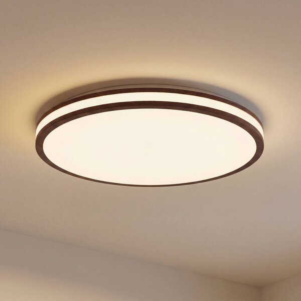 Plafoniera soffitto Emiva Lindby, dimmerabile, Legno scuro, Soggiorno / Sala da pranzo, Legno, Moderno, Plafoniera