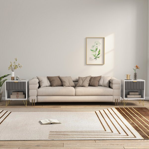 HOMCOM Comodino con vano aperto, cassetto e maniglia, tavolino con gambe in acciaio, 45x40x55 cm, bianco | Aosom Italy