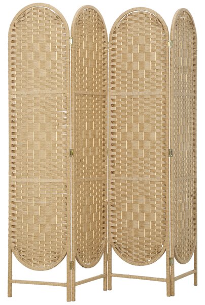 HOMCOM Paravento Pieghevole Separatore di Ambienti 4 Pannelli con Parte Superiore Ad Arco, 160x1.8x170 cm, Legno naturale | Aosom Italy