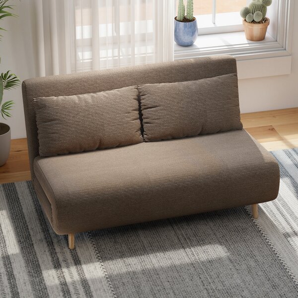 HOMCOM Divano letto con schienale regolabile in 3 posizioni, ciniglia a coste e fino a 120 kg, 141x90x81 cm, Marrone scuro | Aosom Italy