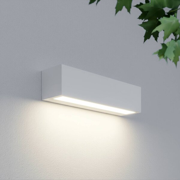 Applique da esterni a LED Lengo Lucande, Bianco / Opale, Alluminio, Moderno, Applique LED da esterni