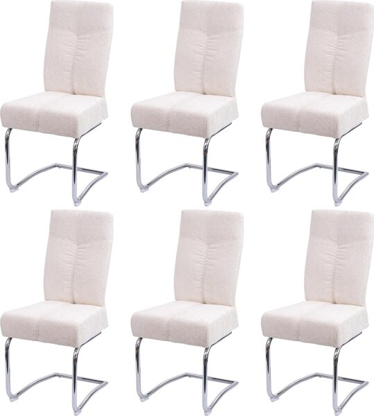 Set di 6 sedie da pranzo imbottite | A x L x P 105 x 46 x 60 cm | Altezza seduta 53 cm | Metallo Tessuto/Chenille | Crema | Sedia da cucina Sedia a sbalzo Sedia con schienale