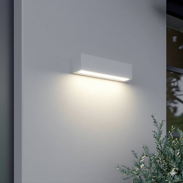 Applique da esterni a LED Lengo Lucande, Bianco / Opale, Alluminio, Moderno, Applique LED da esterni
