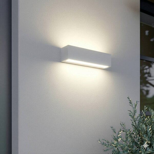 Applique da esterni a LED Lengo Lucande, Bianco / Opale, Alluminio, Moderno, Applique LED da esterni
