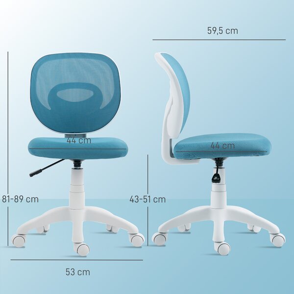 HOMCOM Sedia ergonomica da ufficio con schienale a C e altezza regolabile, 59,5x53x89 cm, Blu | Aosom Italy