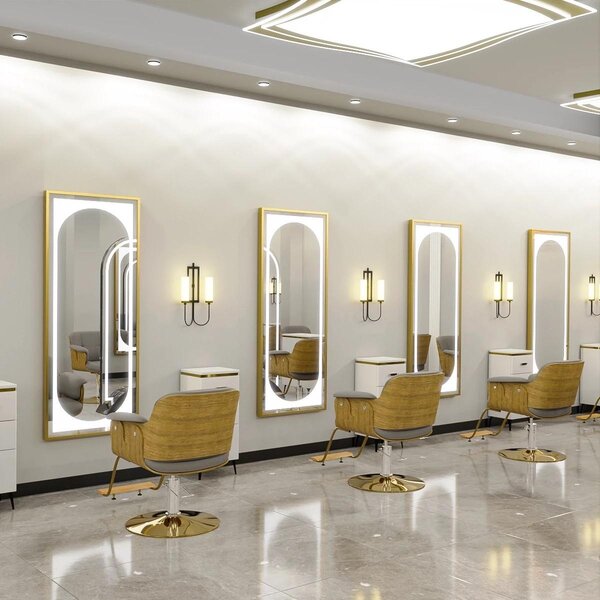 Consolle Specchio LED 170x70 PRO Oro per Parrucchieri, Barbieri ed Estetisti
