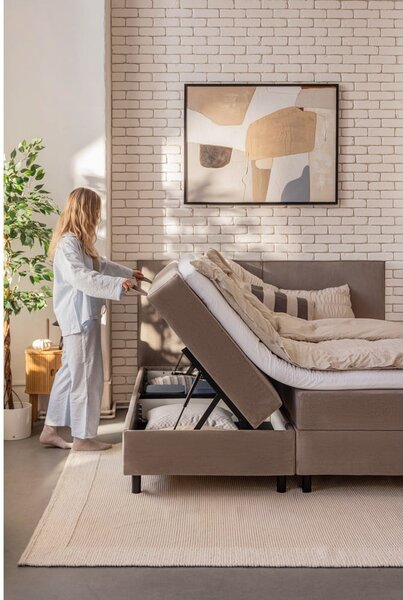 Letto boxspring grigio tortora con contenitore 160x200 cm Elva Bold – Bonami Selection
