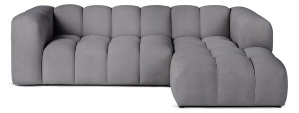 Divano angolare grigio (con penisola a destra e chaise lounge) con rivestimento in velluto Cube – Bonami Selection