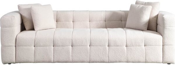 HOME DELUXE - Divano Teddy COMO - colore: beige, circa 236 x 68 x 92 cm, finitura superficiale: bouclé, cuscini inclusi I divano in velluto, divano, zona giorno