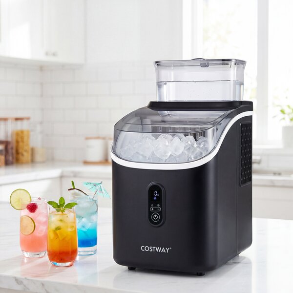 Costway Macchina ghiaccio casa ice maker da silenzioso cubetti ghiaccio 13 spessori autopulizia, Macchina serbatoio esterno elettrodomestici bar Nero