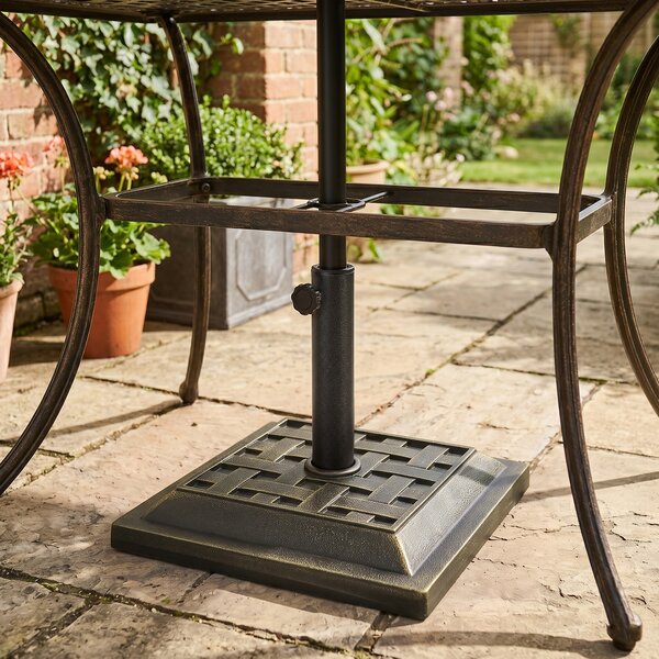 Outsunny Basamento Ombrellone da Giardino, Resina e Acciaio, Stile Vintage, 44x44x32cm, Design Antico, Nero e Bronzo|Aosom