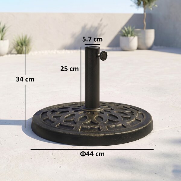 Outsunny Base Ombrellone Rotonda da Giardino in Resina Ø44 × 33cm|Aosom