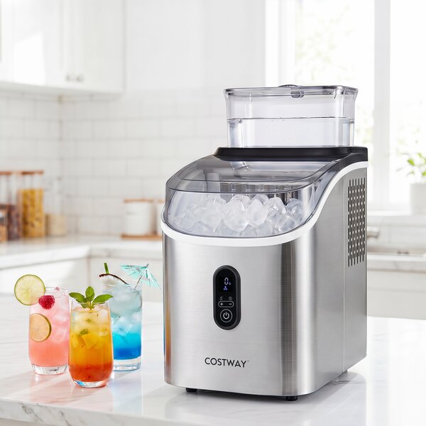 Costway Macchina ghiaccio casa ice maker da silenzioso cubetti ghiaccio 13 spessori autopulizia, Macchina serbatoio esterno elettrodomestici bar Argento