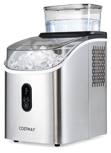 Costway Macchina ghiaccio casa ice maker da silenzioso cubetti ghiaccio 13 spessori autopulizia, Macchina serbatoio esterno elettrodomestici bar Argento