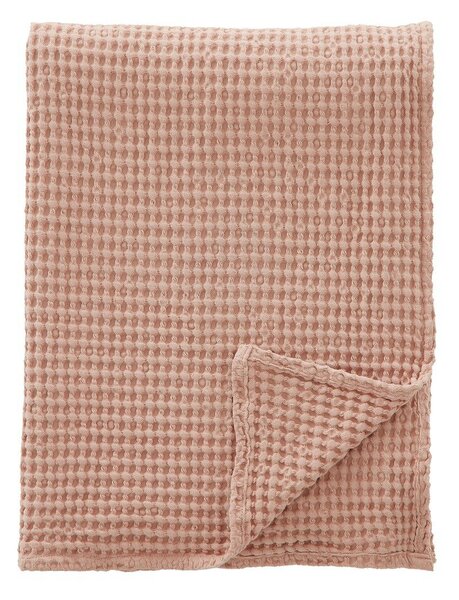 Coperta rosa polveroso in cotone 150x200 cm Jaipur Chunky Waffle – Pineapple Elephant