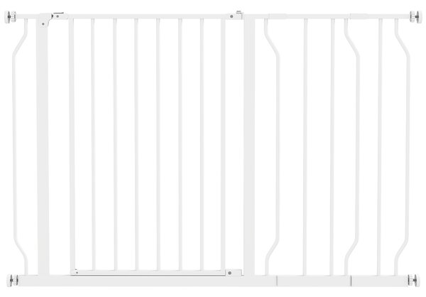 PawHut Cancelletto di Sicurezza per Cani in Acciaio e ABS, Estensibile 75-115cm per Scale e Porte, Bianco|Aosom