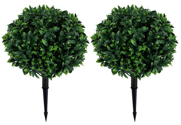 Costway Set di 2 piante artificiali di olivo con 44 rami e tronco d'albero simulato, Piante artificiali con protezione dai solari facile manutenzione per interno ed esterno