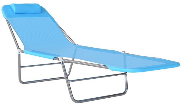 Outsunny Lettino Prendisole Pieghevole con Schienale Reclinabile e Cuscino, 182x56x24.5cm|Aosom