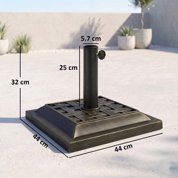 Outsunny Basamento Ombrellone da Giardino, Resina e Acciaio, Stile Vintage, 44x44x32cm, Design Antico, Nero e Bronzo|Aosom