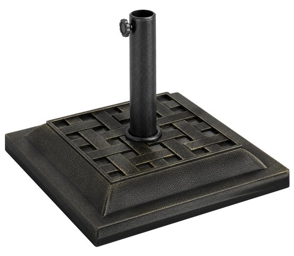 Outsunny Basamento Ombrellone da Giardino, Resina e Acciaio, Stile Vintage, 44x44x32cm, Design Antico, Nero e Bronzo|Aosom
