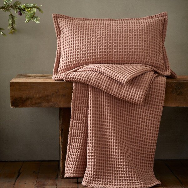 Coperta rosa polveroso in cotone 150x200 cm Jaipur Chunky Waffle – Pineapple Elephant