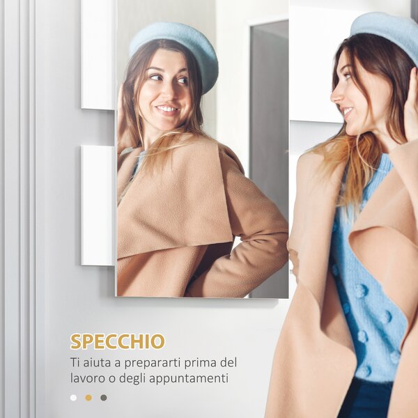 HOMCOM Set Mobili da Ingresso con Specchio 40x70cm e Cassetto in Legno con Fissaggio a Muro