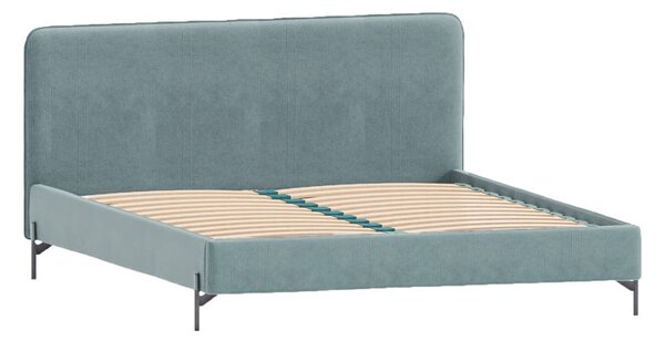Letto matrimoniale imbottito azzurro con griglia 180x200 cm Barker - Ropez