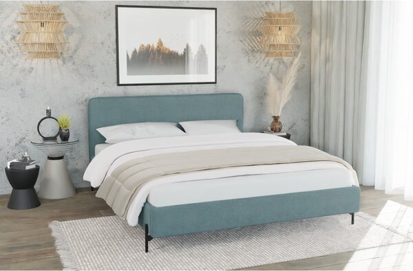 Letto matrimoniale imbottito azzurro con griglia 180x200 cm Barker - Ropez