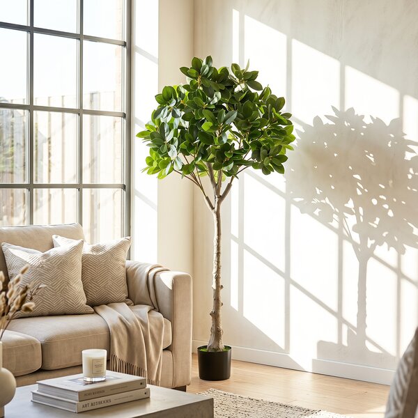 Costway Albero artificiale con 25 rami foglie fitte e vaso zavorrato da interno e esterno, Albero artificiale per salotto ufficio hotel balcone giardino 135cm