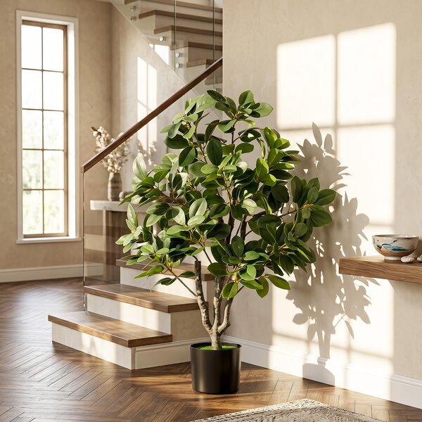 Costway Albero artificiale con 25 rami foglie fitte e vaso zavorrato da interno e esterno, Albero artificiale per salotto ufficio hotel balcone giardino 80cm