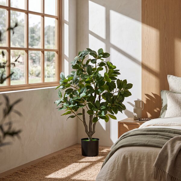 Costway Albero artificiale con 25 rami foglie fitte e vaso zavorrato da interno e esterno, Albero artificiale per salotto ufficio hotel balcone giardino 80cm