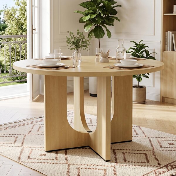 Tavolo rotondo STILVORA, diametro 120 cm, per 4-6 persone, tavolo da cucina dal design classico, finitura in legno effetto rovere