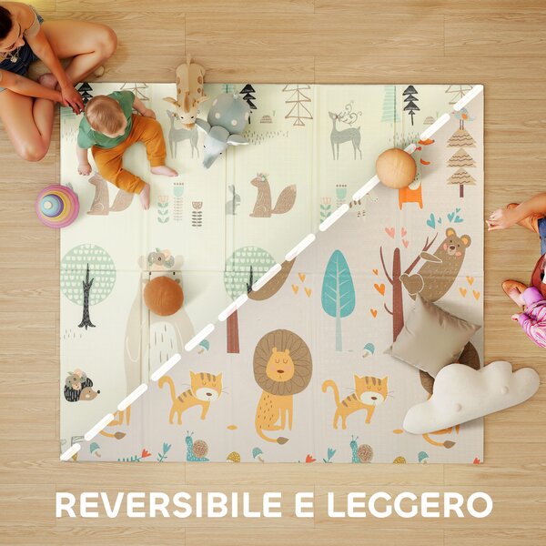 AIYAPLAY Tappeto per Bambini 0-6 Anni a Tema Bosco con Superficie Impermeabile in XPE Multicolore, 196x176x1.5 cm | Aosom Italy