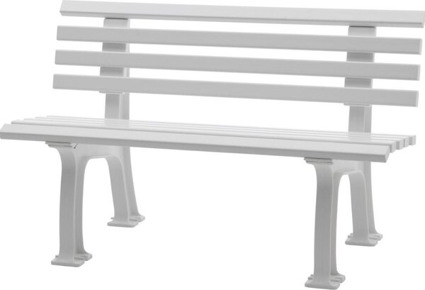 Panchina da giardino Antigua | 2 posti | Bianco | HxLxP 74x120x54cm | Plastica resistente agli agenti atmosferici e ai raggi UV | Panchina da parco Panchina da esterno Balcone da giardino Terrazza